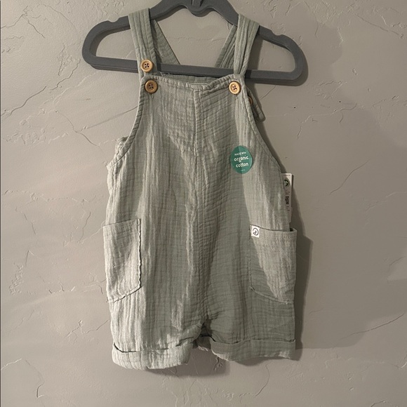 Little Planet Baby Organic Cotton Gauze Shortalls in Green, 9M - Picture 2 of 3